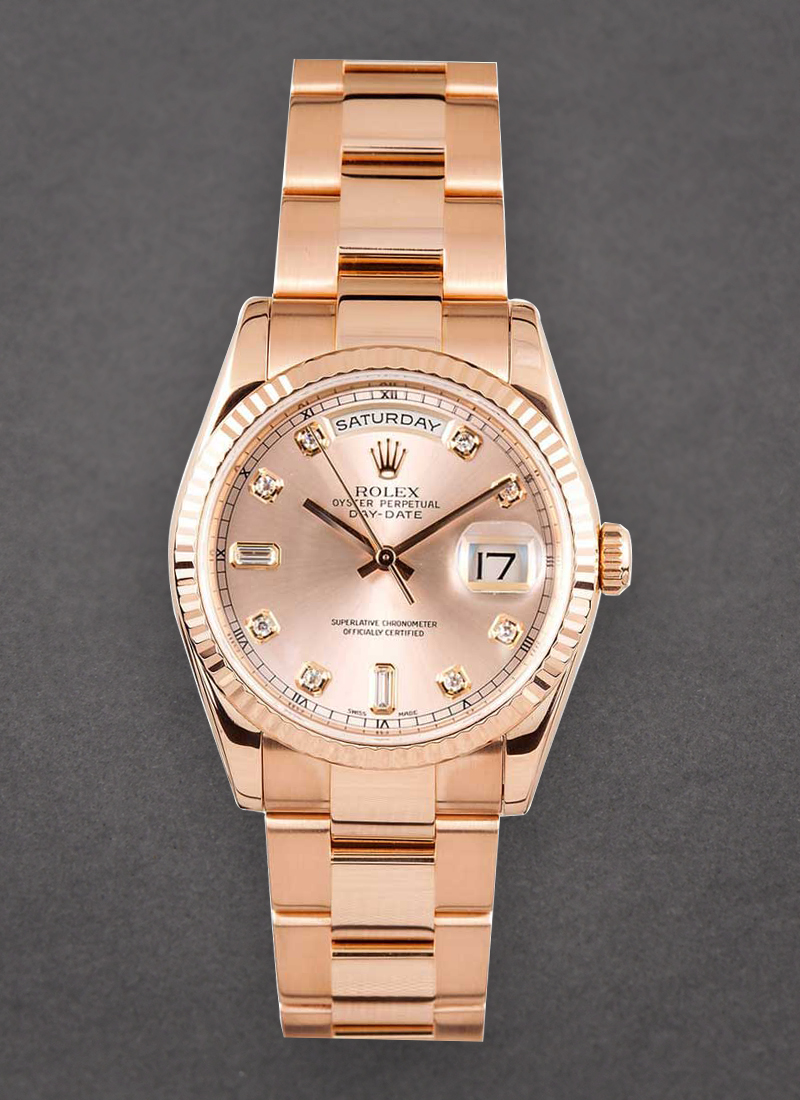 Pre-Owned Rolex President 36mm Day Date in Rose Gold with Fluted Bezel