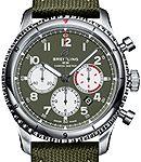 Navitimer 8 Aviator 8 B01 Chronograph 43 Curtiss Warhawk in Stainless steel on Green Textile Leather Strap with Green Dial