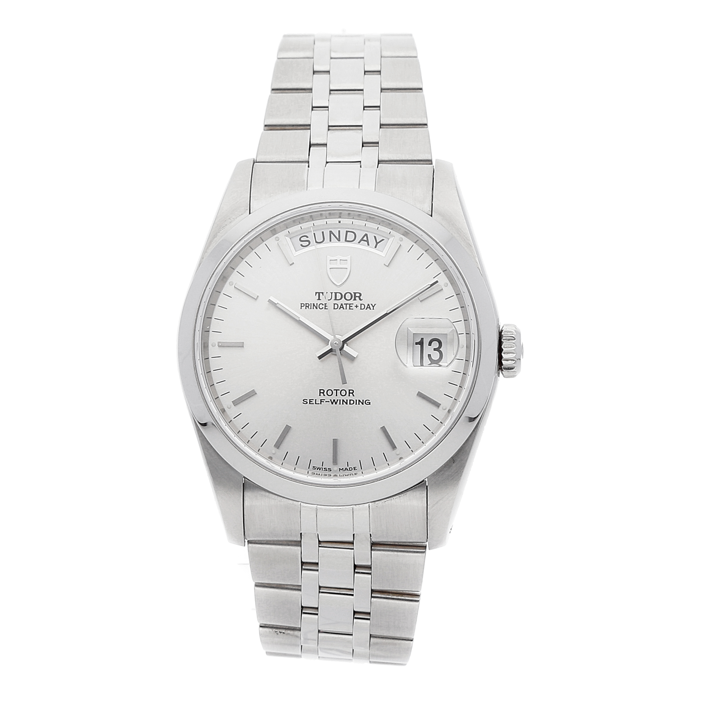 Prince Day-Date 36mm in Stainless Steel on Stainless Steel Bracelet with Silver Index Dial