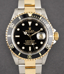 Submariner 2-Tone in Steel with Yellow Gold Black Bezel on Bracelet with Black Dial with Luminous Markers