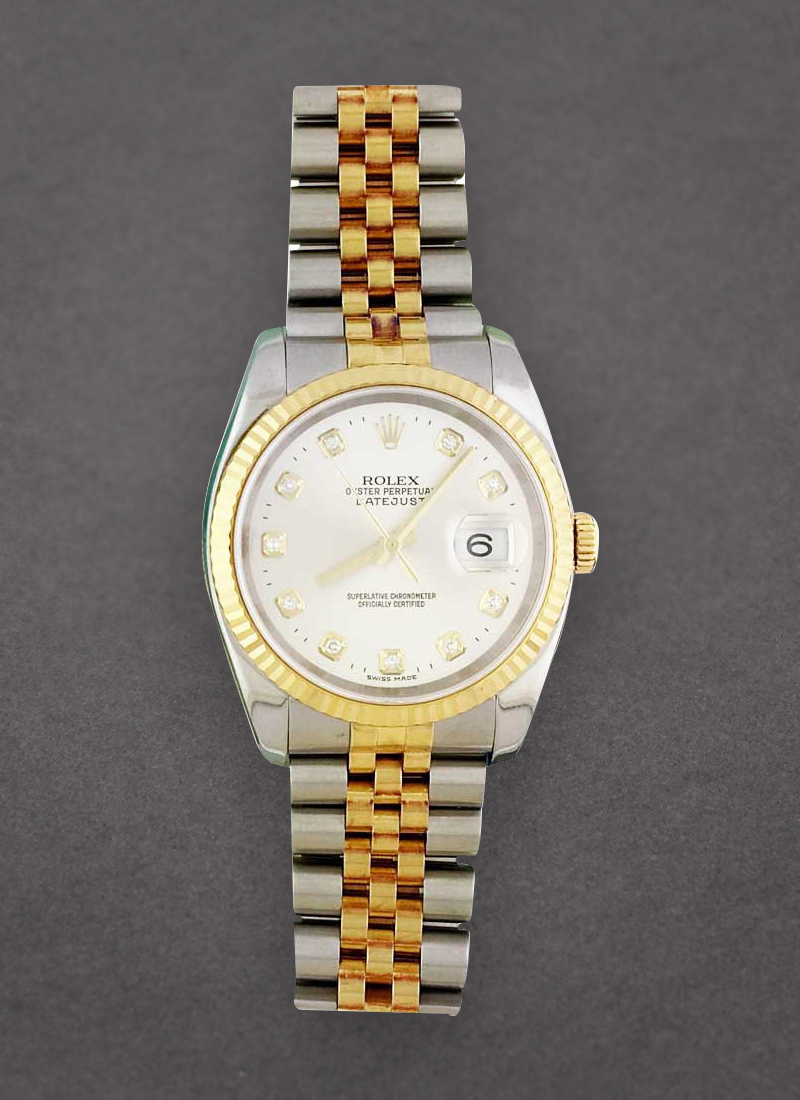 Pre-Owned Rolex Datejust 36mm in Steel with Yellow Gold Fluted Bezel