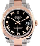 Datejust 31mm Ladies in Steel with Rose Gold on Oyster Bracelet with Black Roman Dial