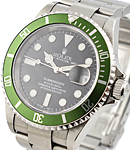 Submariner Green Kermit Anniversary with FLAT 4 Bezel on Steel Oyster Bracelet with Black Dial