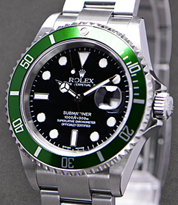 Submariner  Kermit Anniversary with FLAT 4 Bezel New Old Stock Condition - Full Sticker on case back