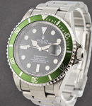 Submariner Green Kermit Anniversary with FLAT 4 Bezel on Steel Oyster Bracelet with Black Dial