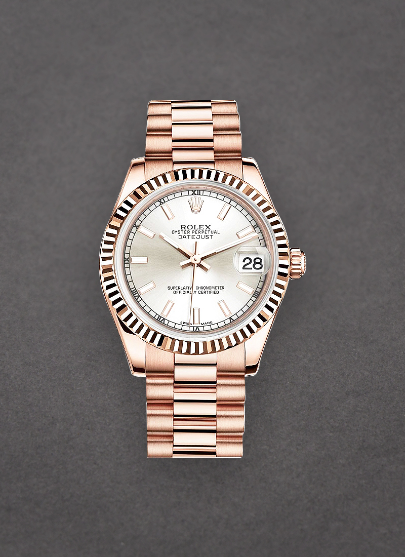 Pre-Owned Rolex Datejust Midsize 31mm in Rose Gold with Fluted Bezel