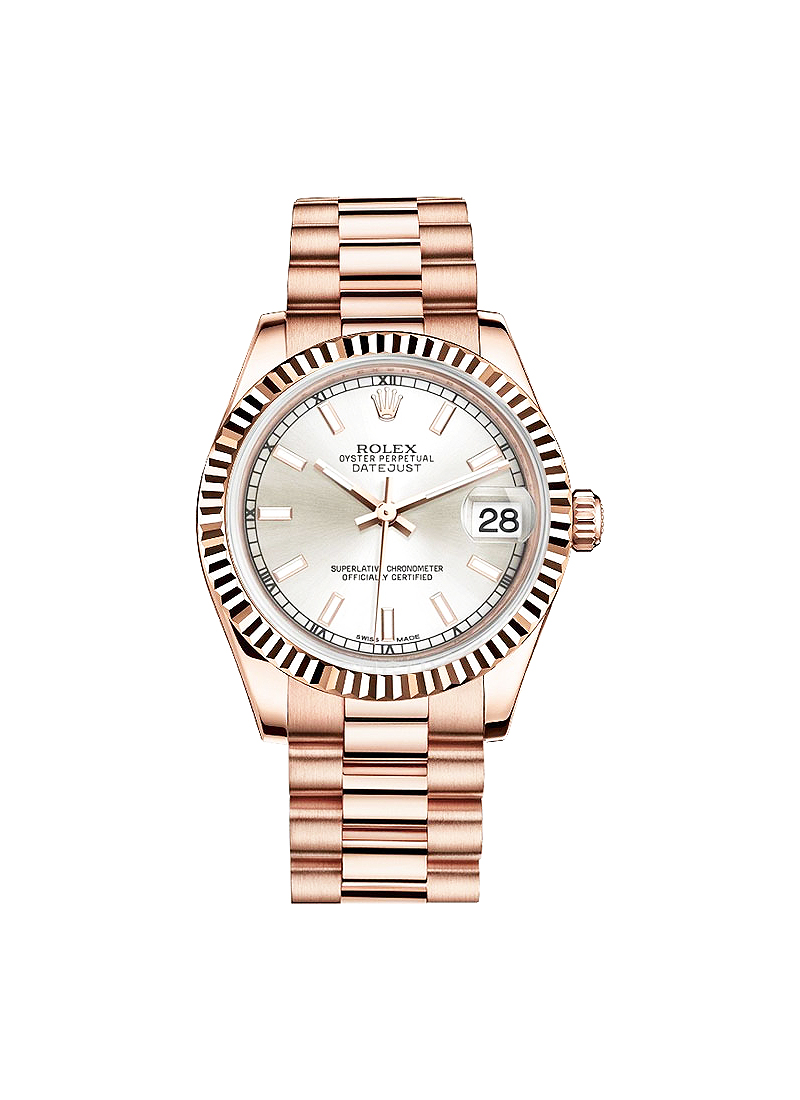 Pre-Owned Rolex Datejust Midsize 31mm in Rose Gold with Fluted Bezel