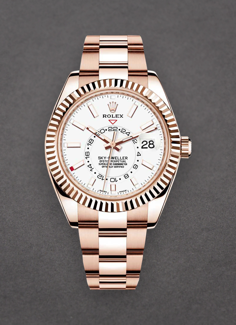 Pre-Owned Rolex Sky Dweller 42mm in Rose Gold With Fluted Bezel