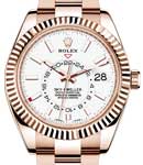 Sky Dweller 42mm in Rose Gold With Fluted Bezel on Oyster Bracelet with Ivory Stick Dial