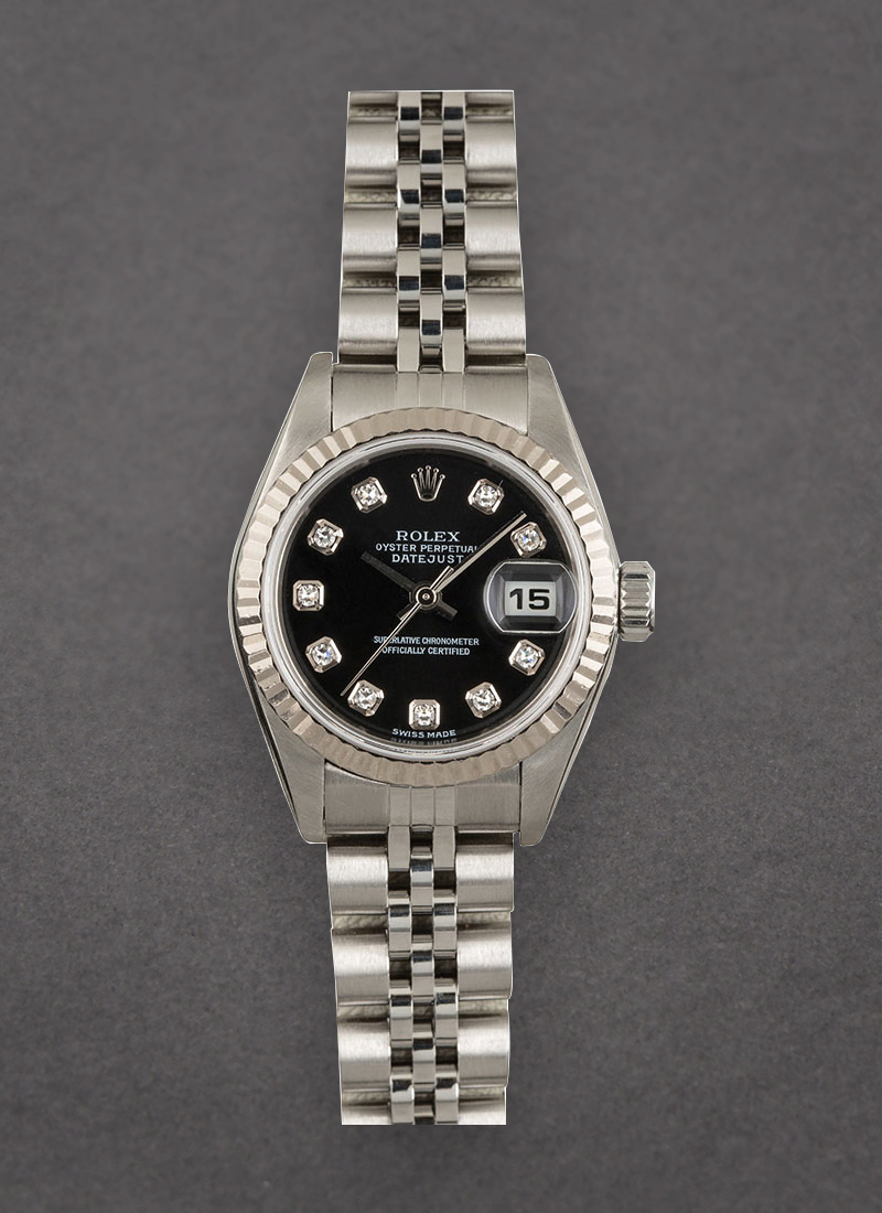 Pre-Owned Rolex Datejust Lady's in Steel with White Gold Fluted Bezel