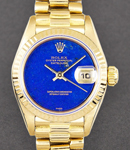 Ladies President in Yellow Gold with Fluted Bezel on Bracelet with Lapis Blue Dial