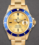 Submariner 40mm in Yellow Gold with Blue Ceramic Bezel on Oyster Bracelet with Champagne Diamond Dial