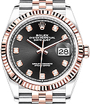 2-Tone Datejust 36mm with Fluted Bezel on Jubilee Bracelet with Black Diamond Dial