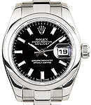 Datejust 26mm Lady's in Steel with Smooth Bezel On Bracelet with Black index Dial