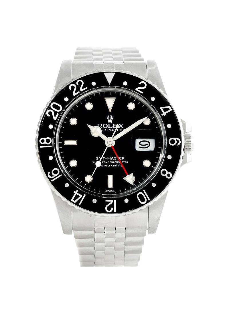 Pre-Owned Rolex GMT-Master 40mm in Steel with Black Beze;