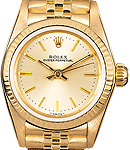 Oyster Perpetual No Date Lady's in Yellow Gold with Fluted Bezel on Jubilee Bracelet with Champagne stick Dial