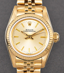 Oyster Perpetual No Date Lady's in Yellow Gold with Fluted Bezel on Jubilee Bracelet with Champagne stick Dial