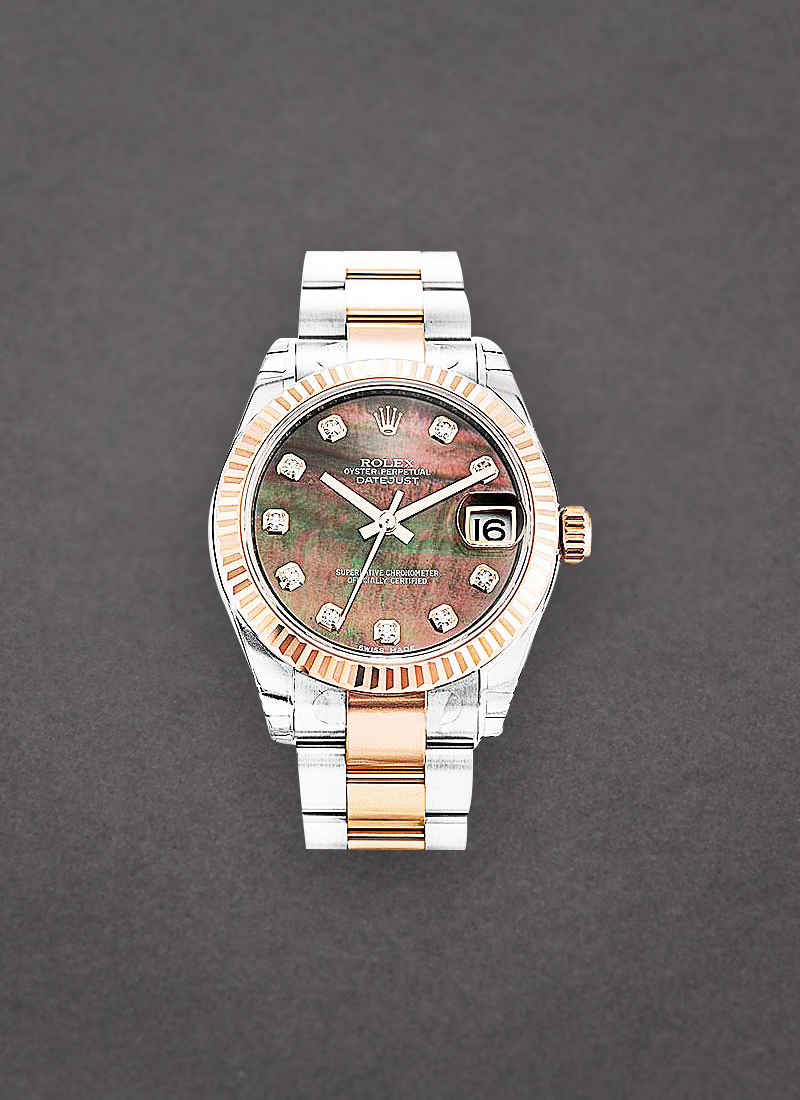 Pre-Owned Rolex Datejust Mid Size 31mm in Steel with Rose Gold Fluted Bezel