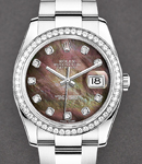 Datejust 36mm in Steel with Diamond Bezel on Oyster Bracelet with Black MOP Diamond Dial