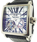 40mm Golden Square Tourbillon with White Gold on Black Alligator Leather Strap with MOP Dial