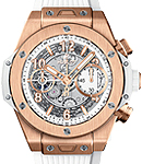 Big Bang UNICO 42mm in Rose Gold on White Rubber Strap with Skeleton Dial
