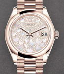 Datejust 31mm in Rose Gold with Domed Bezel on President Bracelet with Pave Diamond Dial - MOP Butterflies