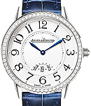Rendez-Vous Date Small Quartz 29mm in Stainless Steel with Diamonds Bezel on Blue Crocodile Leather Strap with Silver Grey Guilloche Dial