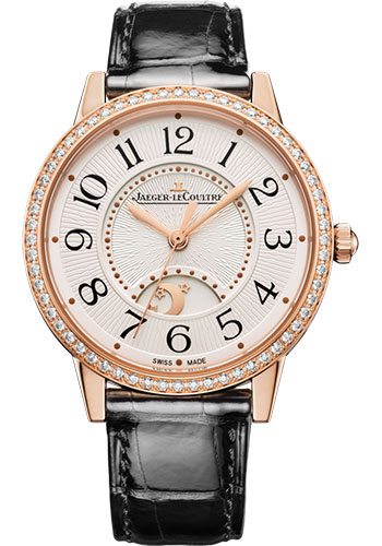 Rendez-Vous Night & Day in Rose Gold with Diamond Bezel on Black Crocodile Leather Strap with Silver Dial