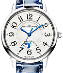 Rendez-Vous Night & Day 34mm in Steel on Blue Alligator Leather Strap with Silver Grey Guilloche Arabic Dial