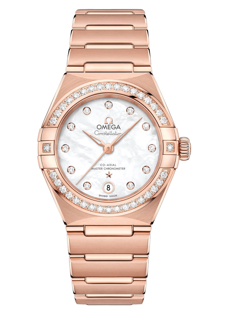 Omega Constellation Manhattan Co-Axial Master Chronometer 29mm in Rose Gold with Diamonds Bezel