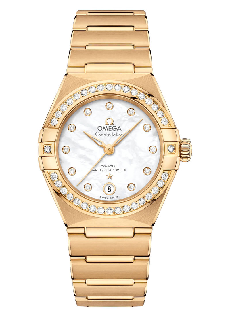 Omega Constellation Manhattan Co-Axial Master Chronometer 29mm in Yellow Gold with Diamonds Bezel