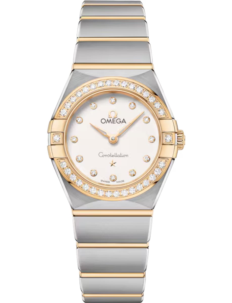 Constellation Manhattan  25mm in Stainless Steel with Yellow Gold Diamonds Bezel on 2-Tone Bracelet with Silver Dial