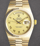 Day-Date President 36mm in Yellow Gold with Fluted Bezel on Oyster Quartz Bracelet with Champagne Roman Dial