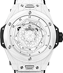 Big Bang Unico Sang Bleu in White Ceramic on Black Rubber and White Calf Leather Strap with Mat White Dial