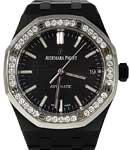 Royal Oak 37mm in Steel with Aftermarket DLC with Diamond Bezel on Steel Bracelet with Black Dial