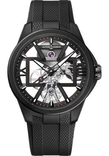 Executive Skeleton X 42mm in Titanium on Black Rubber Strap with Black Skeleton Dial
