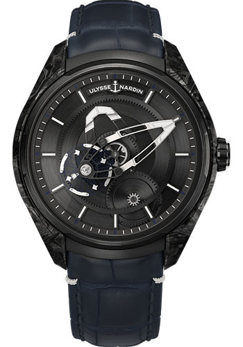 Freak X 43mm in Carbon ,Titanium and Black DLC Coated on Black Leather Strap with Black Dial