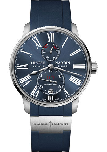 Marine Torpilleur 42mm Automatic in Steel on Blue Rubber Strap with Blue Dial