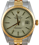 Datejust 36mm in Steel with Yellow Gold Fluted Bezel  on Jubilee Bracelet with Silver Stick Dial