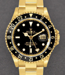 GMT Master II in Yellow Gold Ref 16718 with Black Bezel on Oyster Bracelet with Black Dial