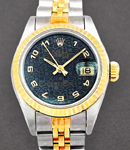 Lady's 26mm Datejust in Steel with Yellow Gold Fluted Bezel on Bracelet with Blue Jubilee Arabic Dial