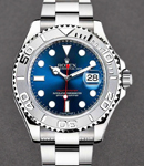 Yacht-master 40mm in Steel with Platinum Bezel on Oyster Bracelet with Blue Index Dial