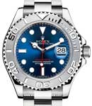 Yacht-master 40mm in Steel with Platinum Bezel on Oyster Bracelet with Blue Index Dial