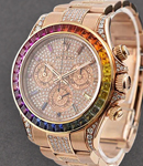 Custom Rose Rainbow Daytona Pave Diamond Dial       Aftermarket Diamond Bracelet