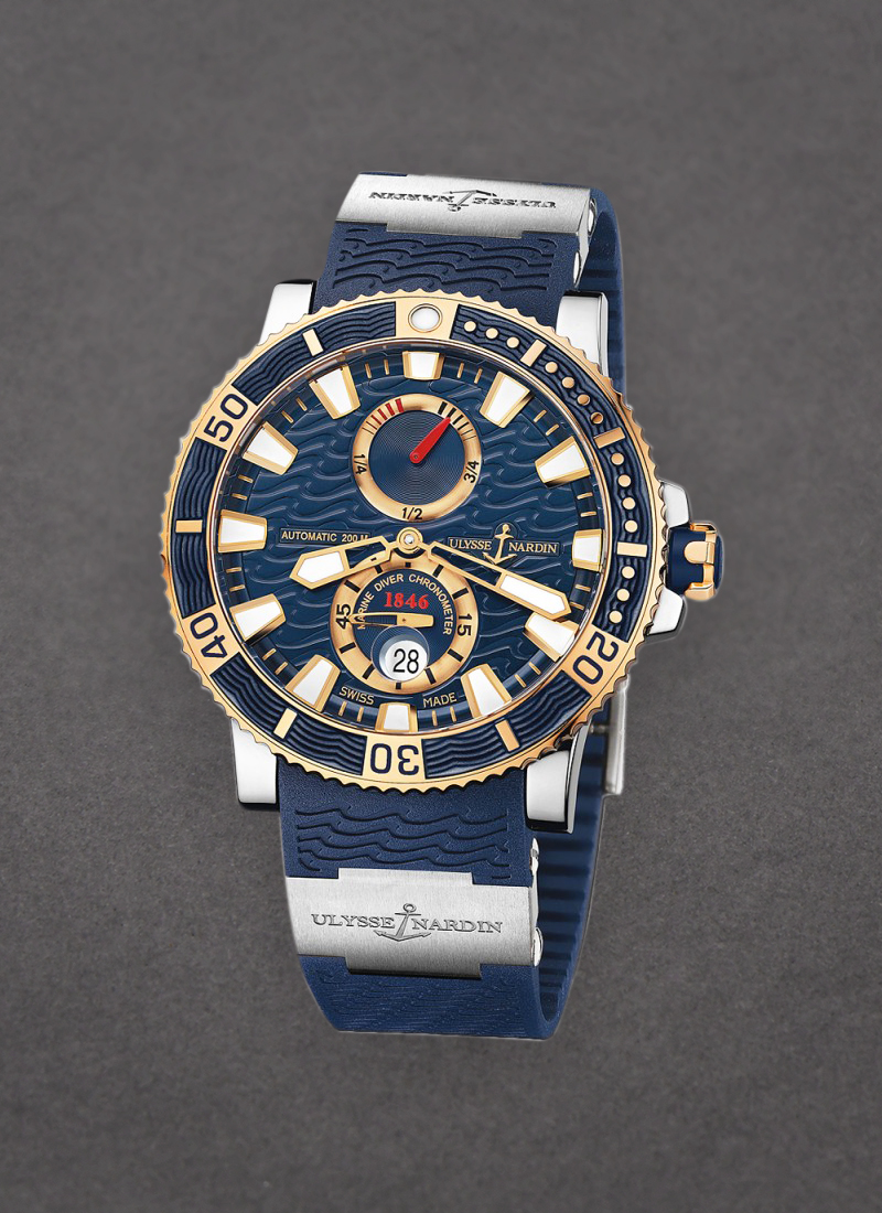 Ulysse Nardin Maxi Marine Diver in Steel with Rose Gold Bezel 