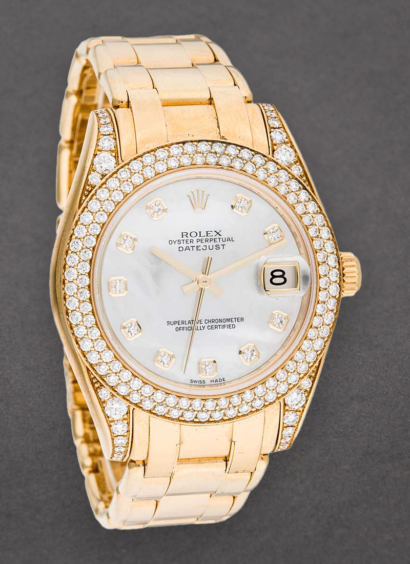 Pre-Owned Rolex Masterpiece Midsize 34mm in Yellow Gold with Diamond Bezel & Lugs