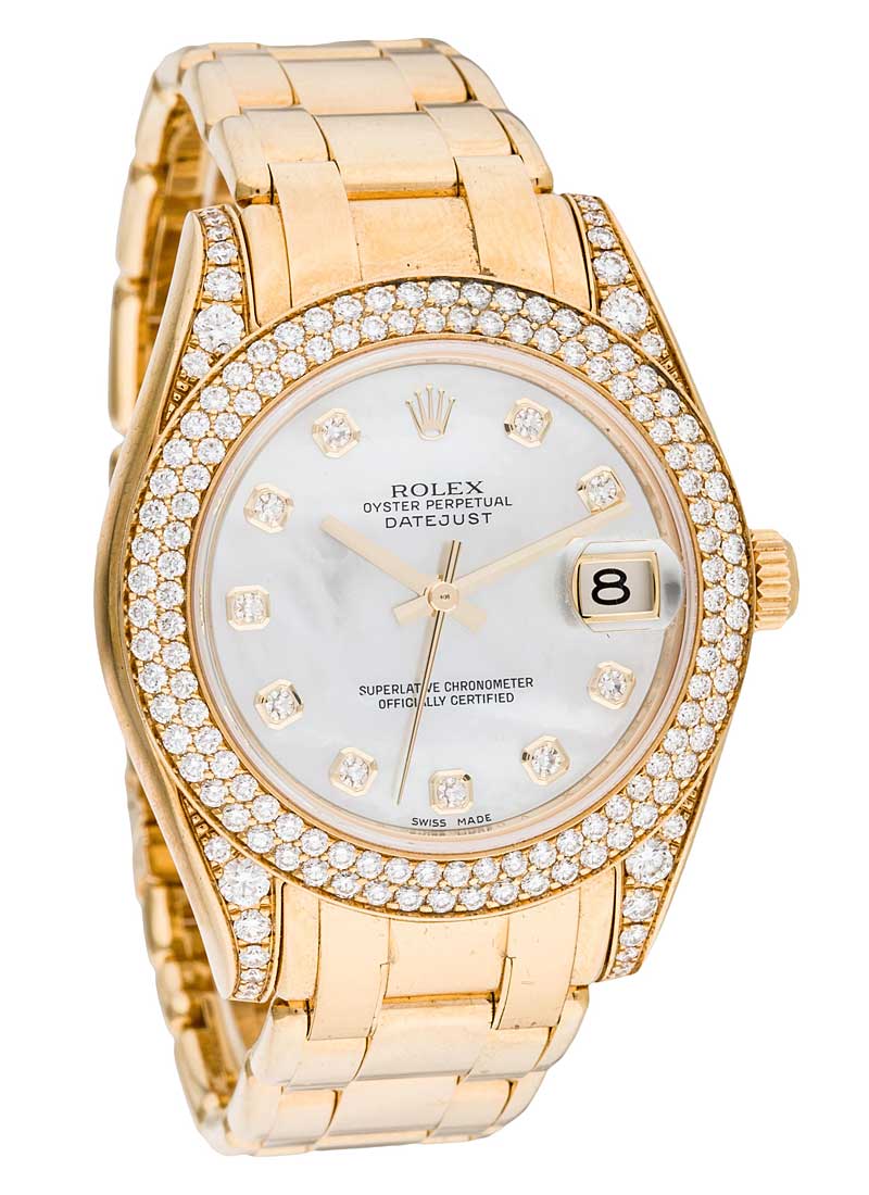 Pre-Owned Rolex Masterpiece Midsize 34mm in Yellow Gold with Diamond Bezel & Lugs