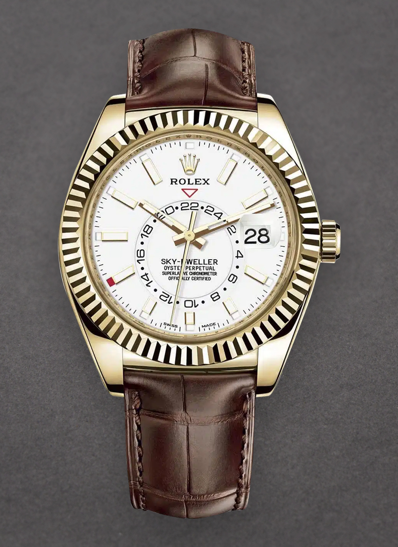 Pre-Owned Rolex Sky Dweller 42mm in Yellow Gold with Fluted Bezel