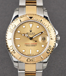 Yacht-Master Mid Size 35mm in Steel with Yellow Gold Bezel on Oyster Bracelet with Champagne Dial with white Marker