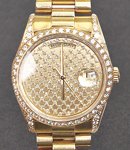 President Day-Date 36mm in Yellow Gold with Diamonds Bezel & Lugs on President Bracelet with Pave Diamond Dial